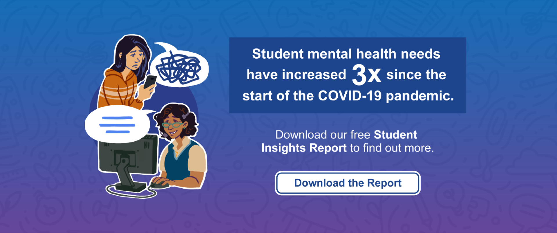 Promotional illustration for downloading a report on student mental wellness