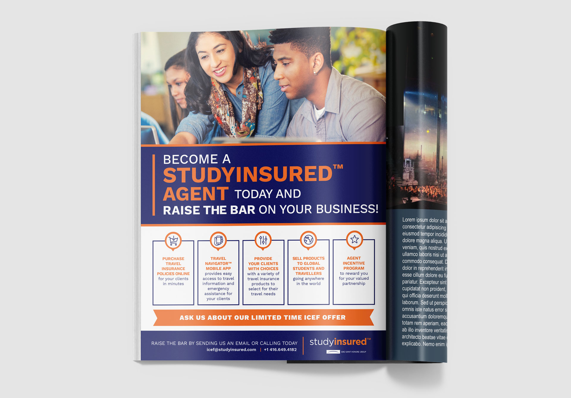 Full-page ad for StudyInsured, aimed at insurance agents